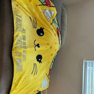 Yellow Cat Taco Blanket